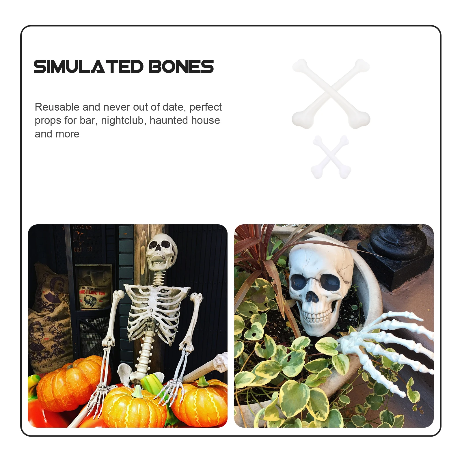 

4Pcs Halloween Bone Ornaments Reusable Plastic Human Bones Scary Party Props Haunted House Decorations