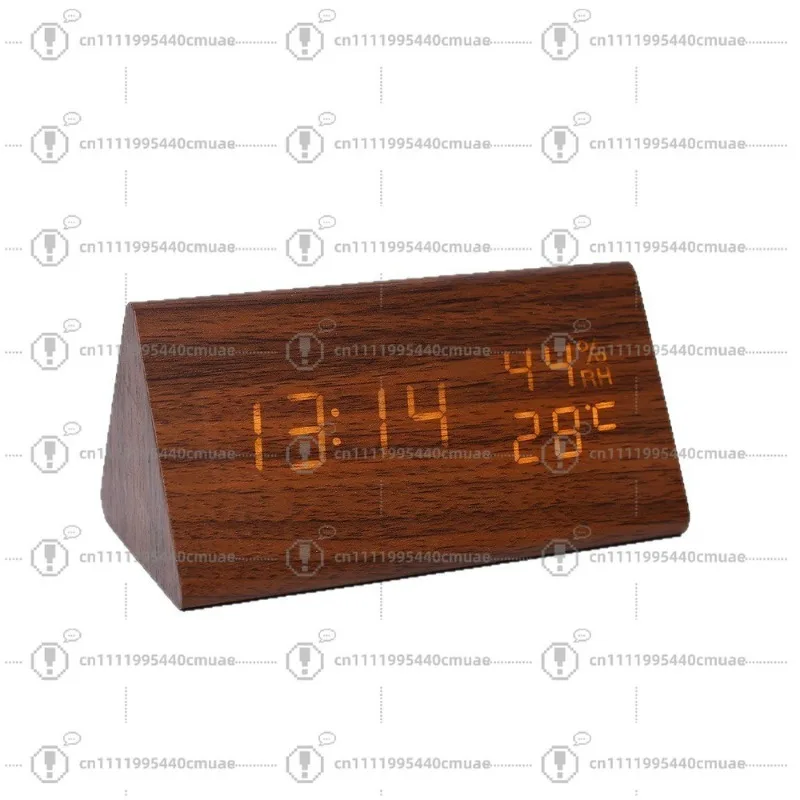 Triangle Modern Simple Design Battery Powered Desk Clock LED Temperature Humidity Date Display