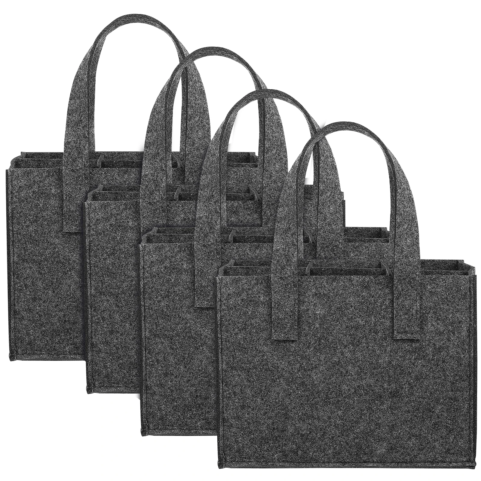 

4pcs Felt Bag Gift Bottle Carrier Portable Storage Bottles Gray 24x16x16cm Travel Foldable Handbag