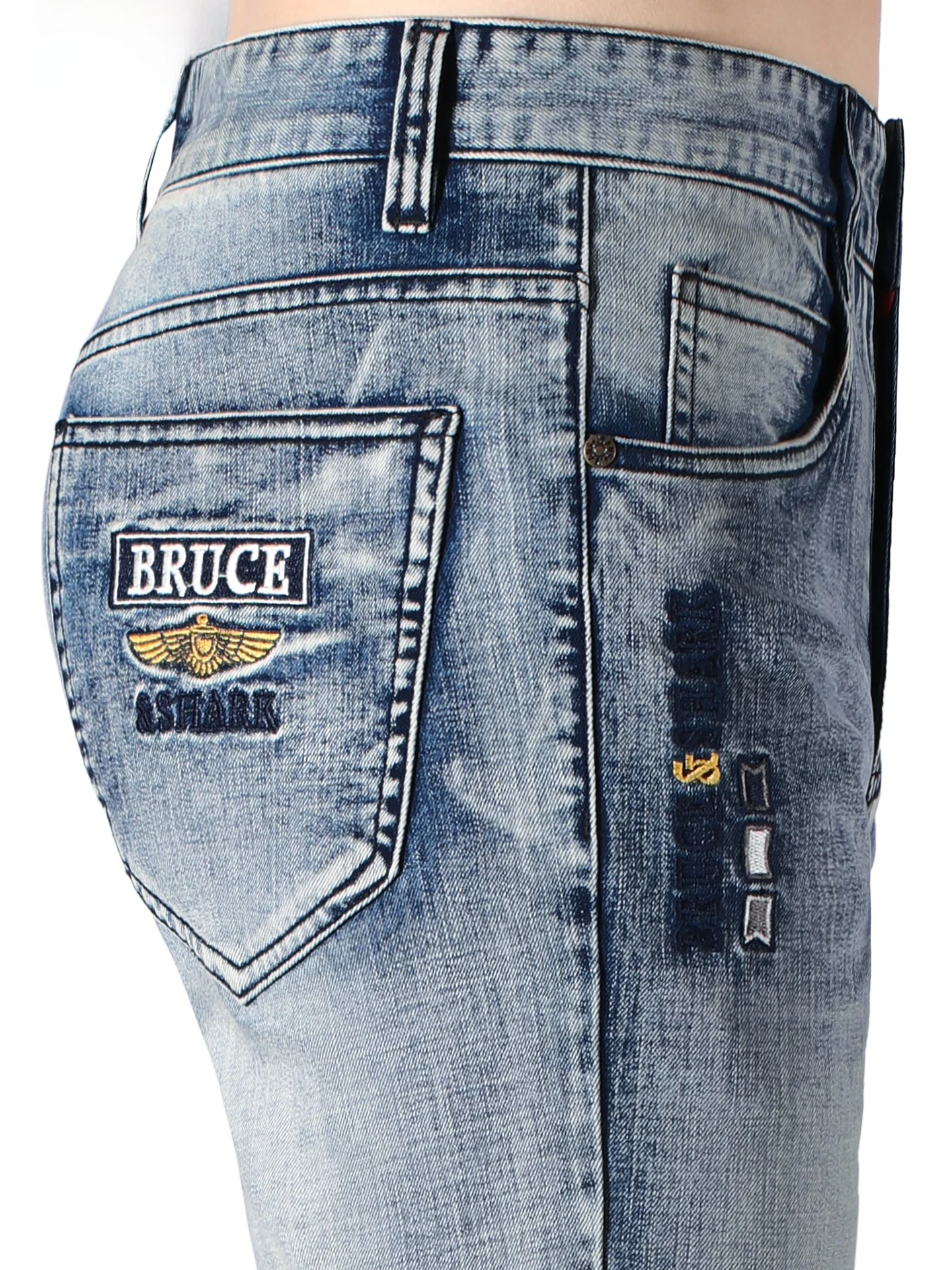 

Fall Winter Men's Loose Straight Leg Jeans Embroidered Large Size Thick Cotton Polyester Blend Casual Comfortable Fashionable