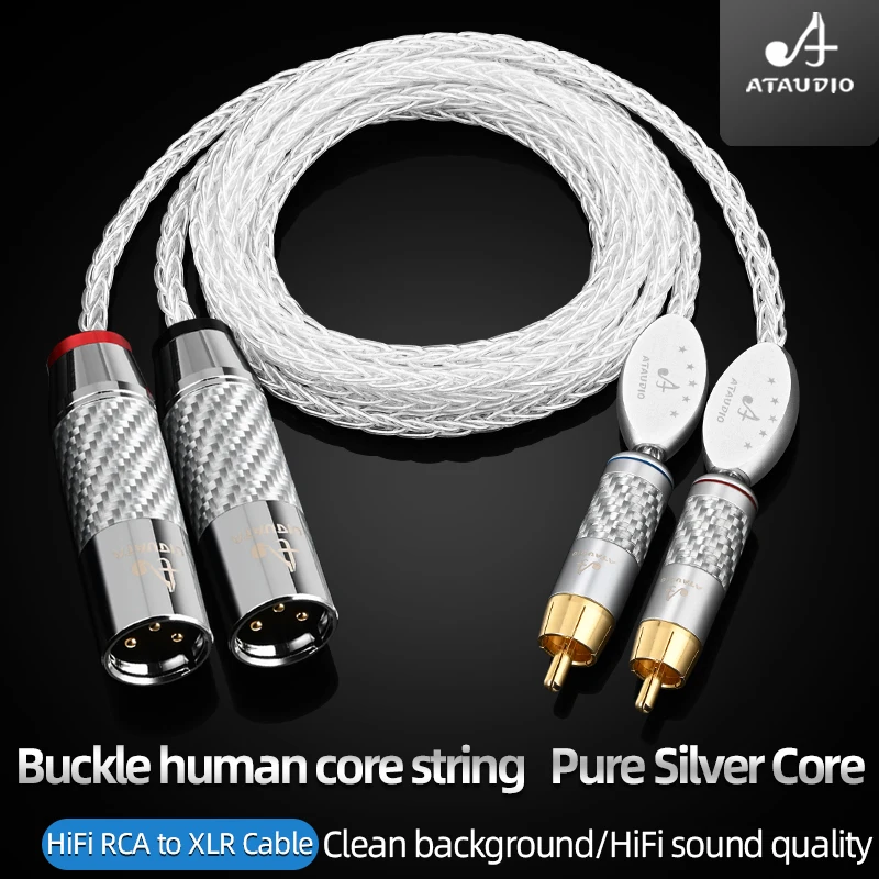 ATAUDIO One Pair HiFi RCA to XLR Cable Hi-end Pure Silver Wire for Amplifier Mixer 2RCA Male 2XLR Male /Female Audio Cable