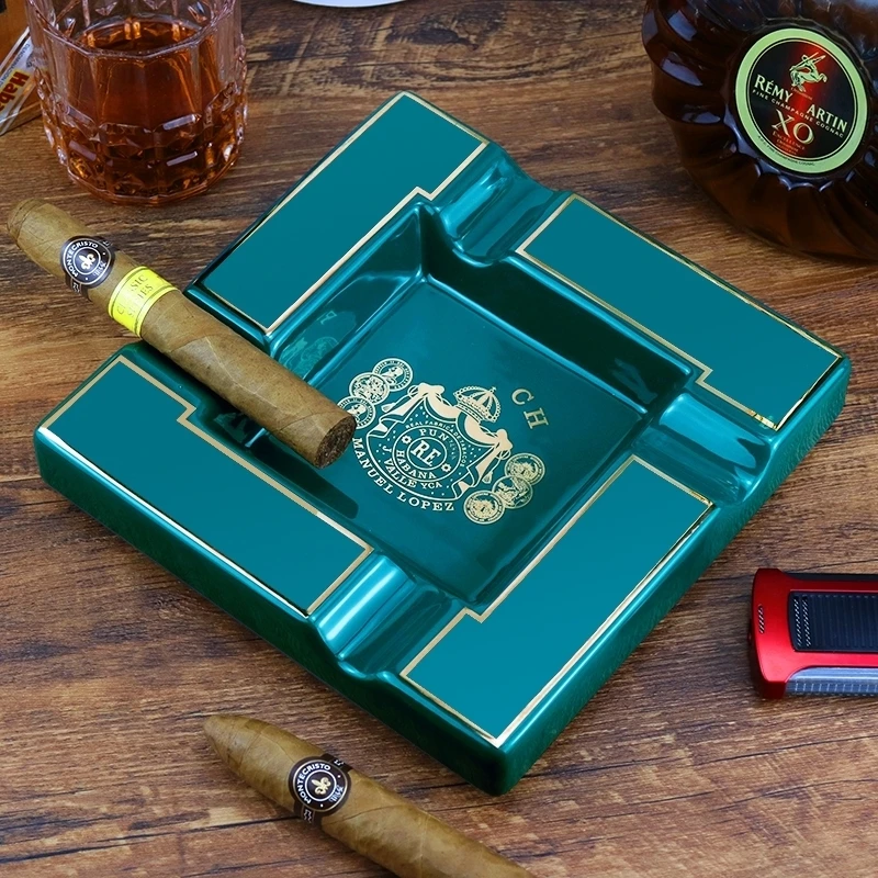 Elevate Your Cigar Experience with Our Ceramic Ashtray Set 4 Wide Mouth Slots for a Perfect Smoke  Large Office Cigar Ash Holder