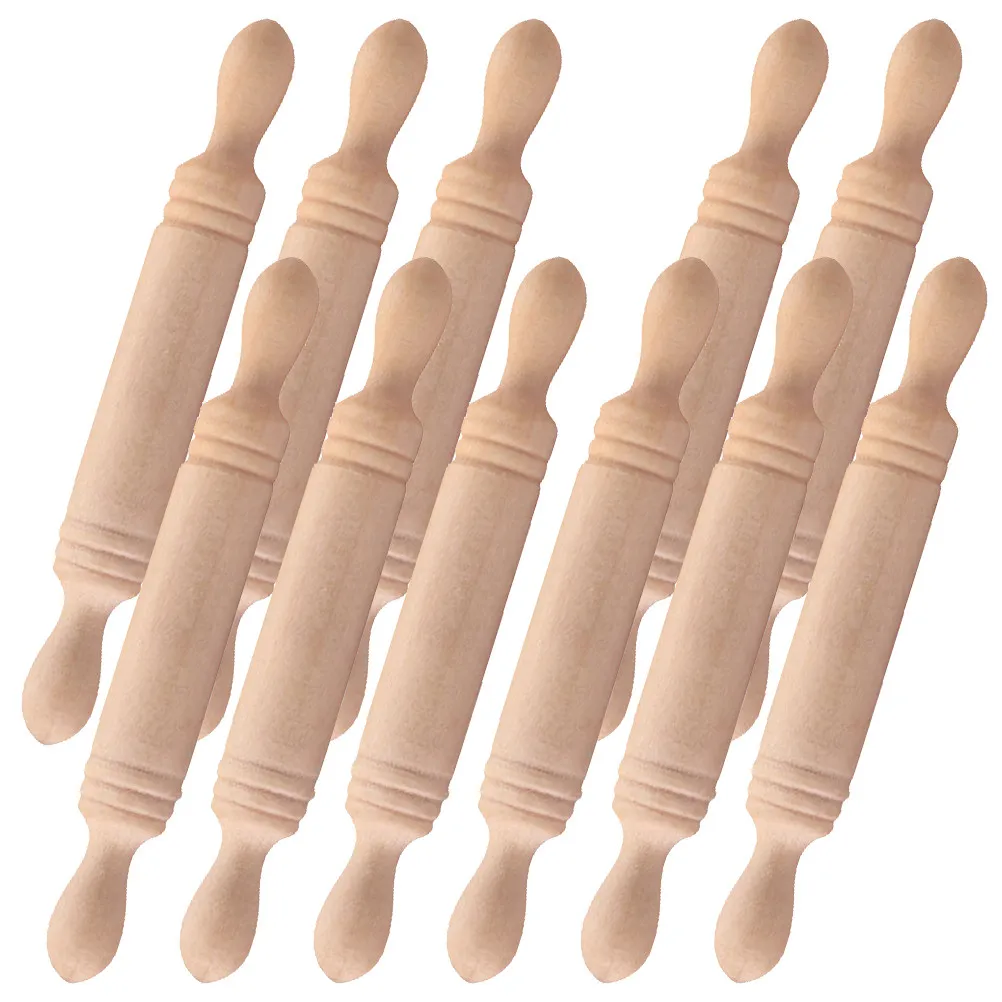 

11Pcs Mini Wooden Rolling Pin Small Size Realistic Rolling Stick Mini House Decor Decorative Creative Prop