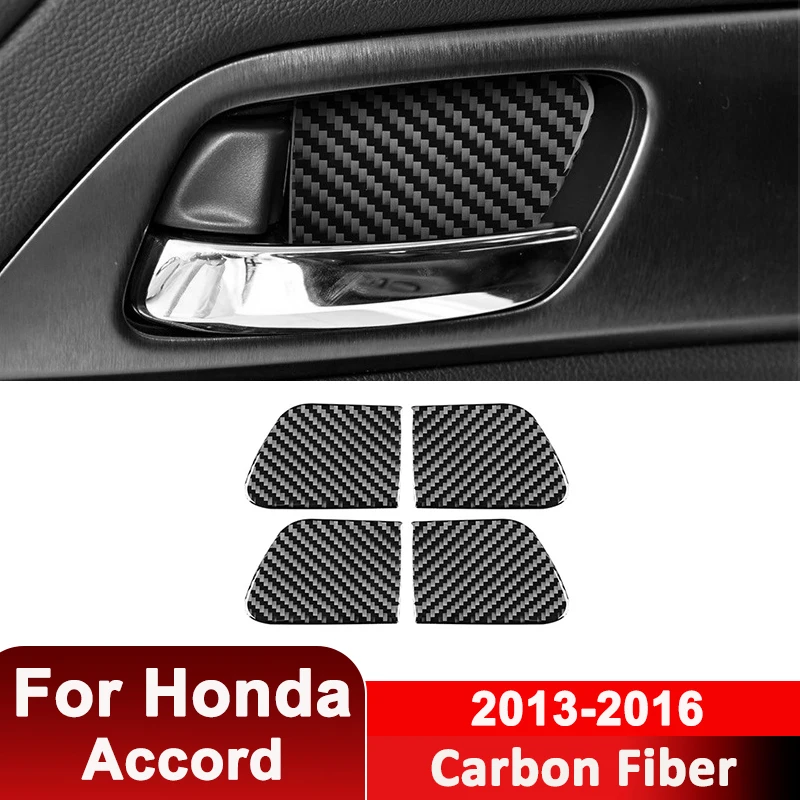 

For Honda Accord 2013-2016 Carbon Fiber Car Door Inner Pull Handle Ring Bowl Panel Decorative Sticker Auto Interior Accessories