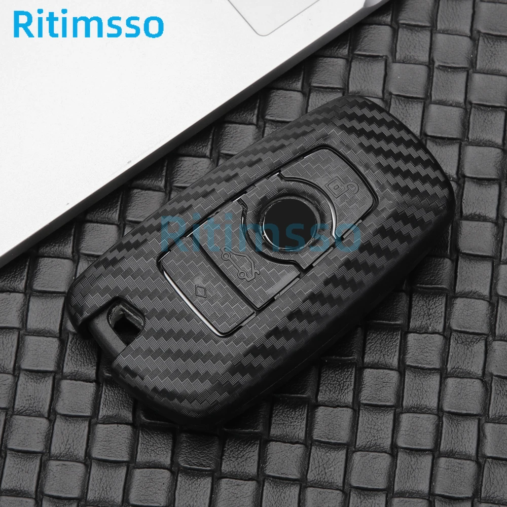 Carbon Fiber  Car  Key Fob Case SKin Cover for BMW 3 4 5 Series 320i 530i 550i F20 F21 F30 F31 F25 F01 F02 Car Key Case