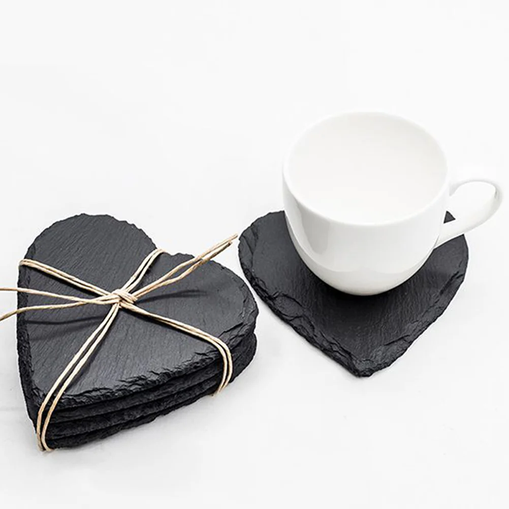 

2Pcs Heart Shaped Stone Cup Mat Heat Insulation Coaster Elegant Table Decor for Home Hotel Restaurant Prevent Stains