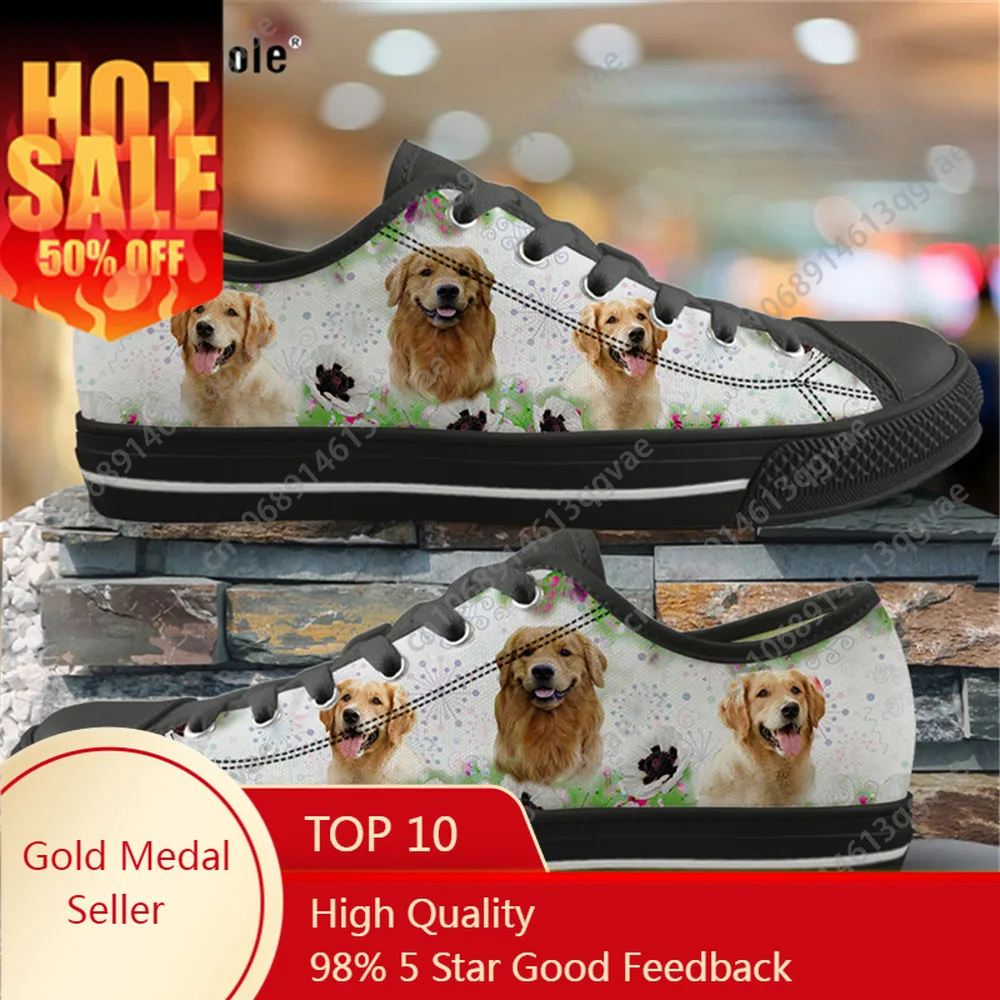 Golden Retriever Flower Design Sneakers basse di alta qualità Sneaker da uomo in tela per adolescenti da donna Scarpe personalizzate per coppia leggera