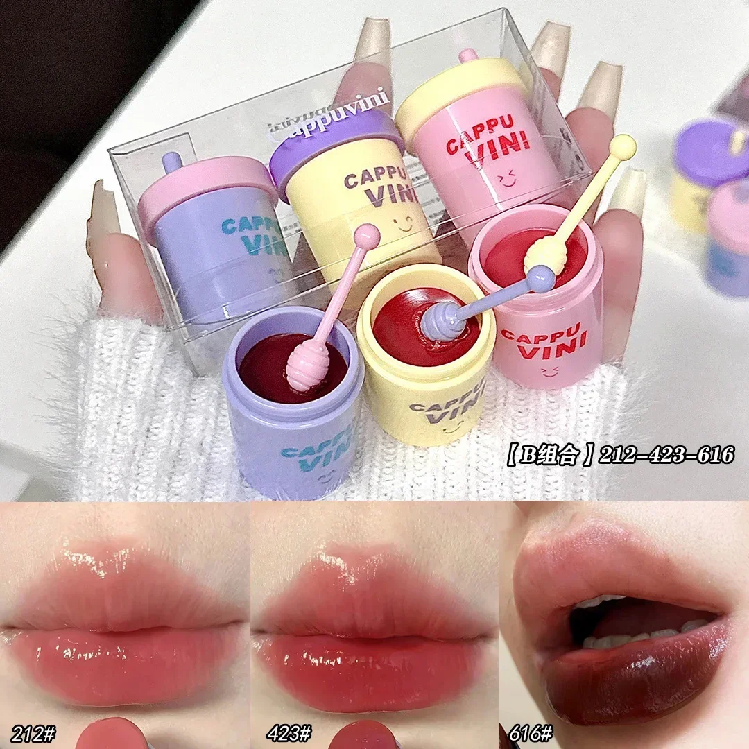 1pc/3pc bonito pouco leite pode lipgloss hidratante espelho água lipgloss sexy vermelho matiz labial bálsamo labial maquiagem cosméticos coreanos