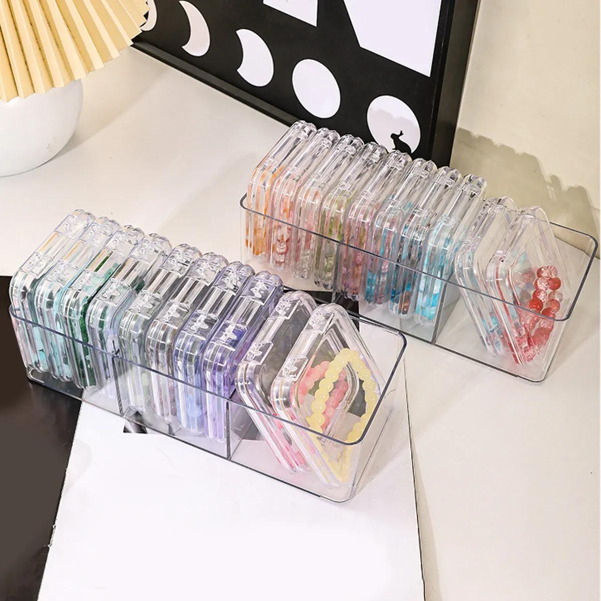 صندوق تخزين أظافر شفاف، صندوق عرض أظافر مزيف، سوار، مجوهرات، صندوق تنظيم المجوهرات #4