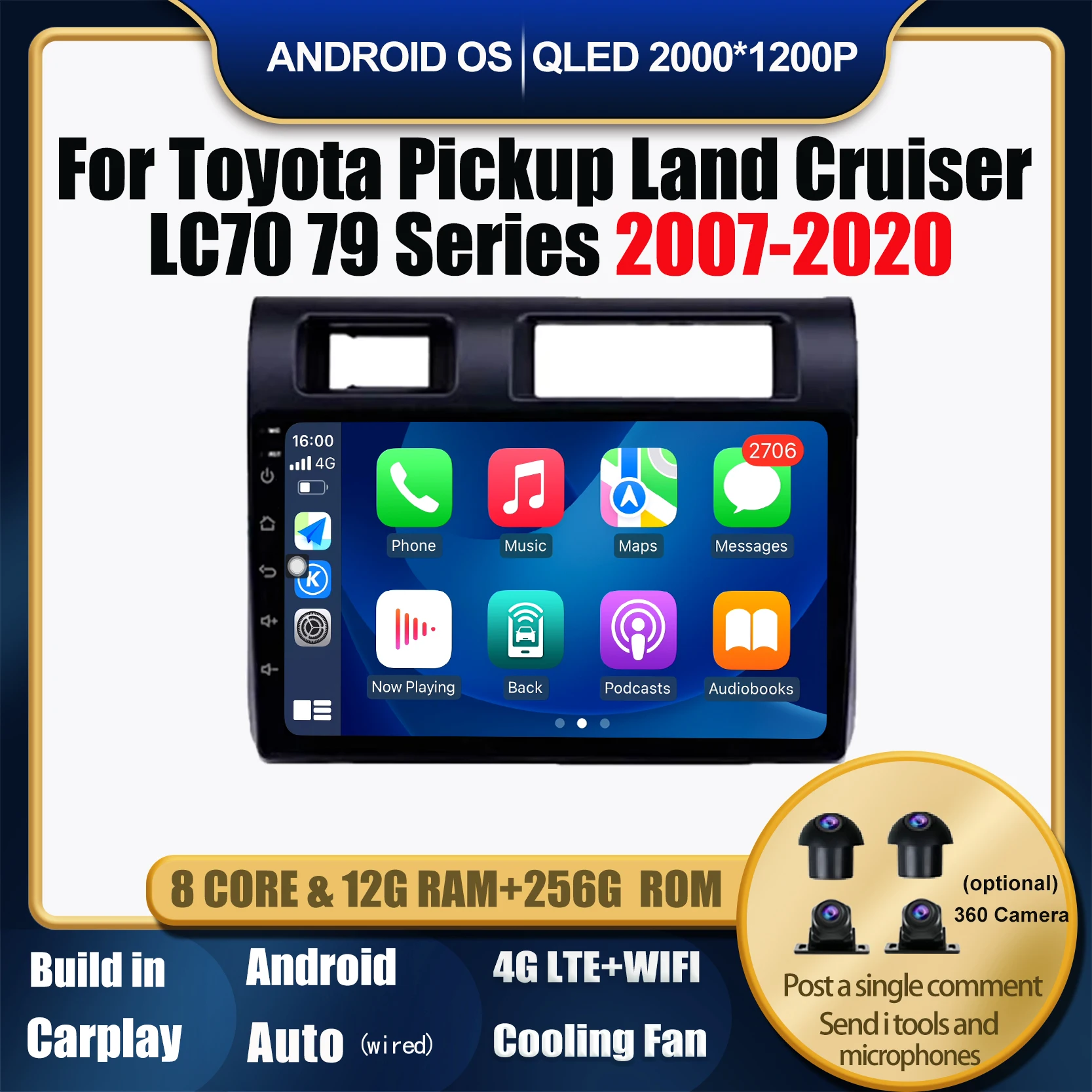

Android 14 Car Radio For Toyota Pickup Land Cruiser LC70 79 Series 2007-2020 Multimedia Player Carplay GPS Stereo No 2 Din DVD