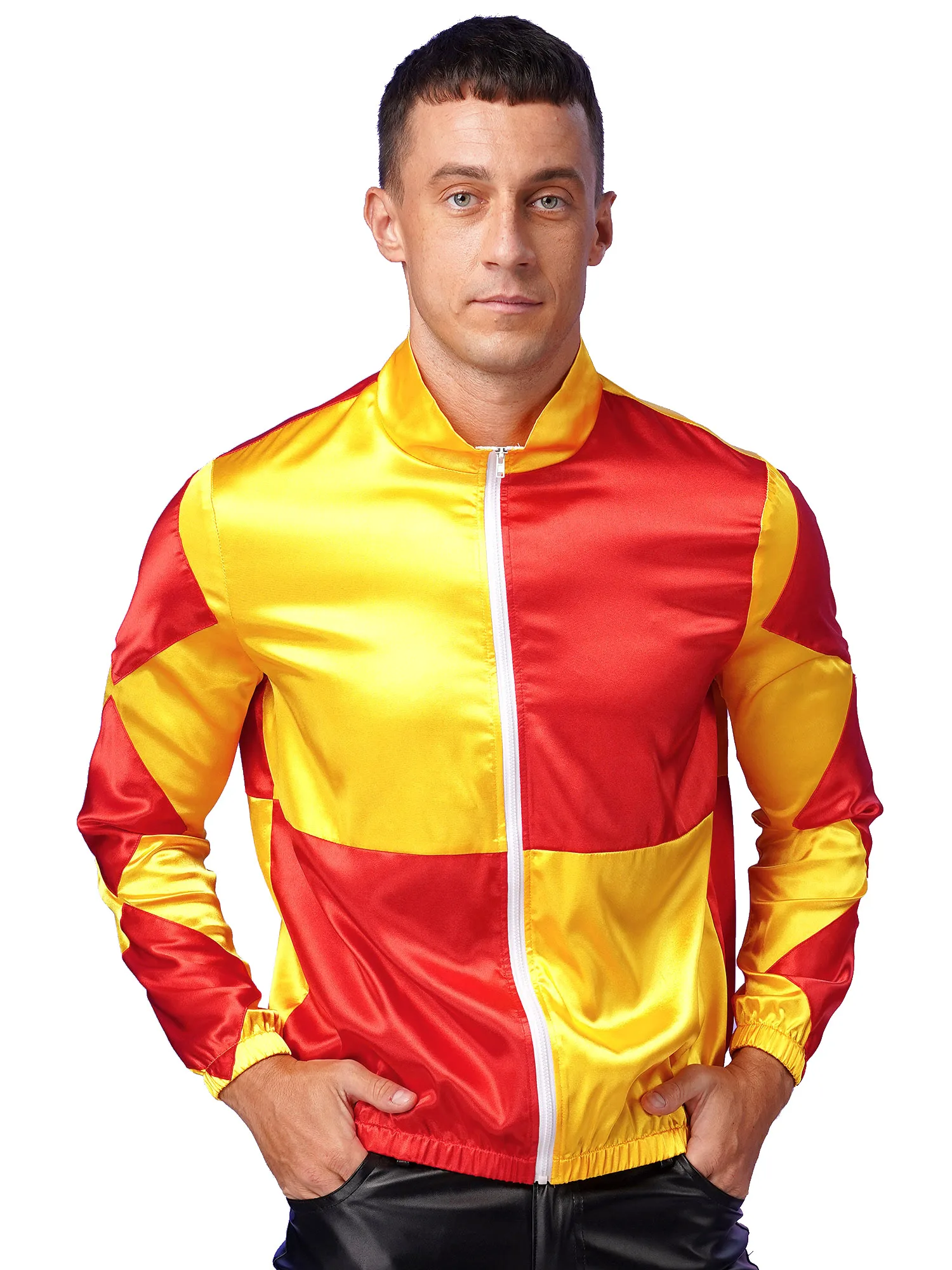 Heren Halloween Paard Trainer Satijnen Jassen Derby Racer Kostuums Dambord Bovenkleding Paard Trainer Jas Carnaval Feest