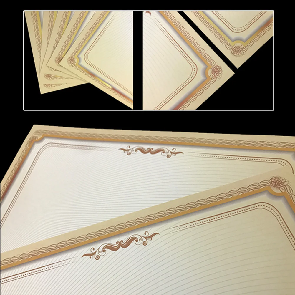 

20Pcs Certificate Paper for School Gold Border A4 Gradient Horizontal Vertical Foil Embossed Seal Ribbon for Awards Graduation