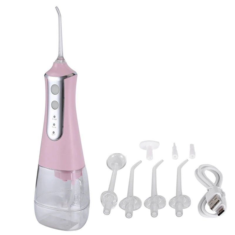 

Oral Irrigator 3 Modes Portable Rechargeable Water Spray 5 Nozzles Waterproof 350Ml Tank Water Flosser