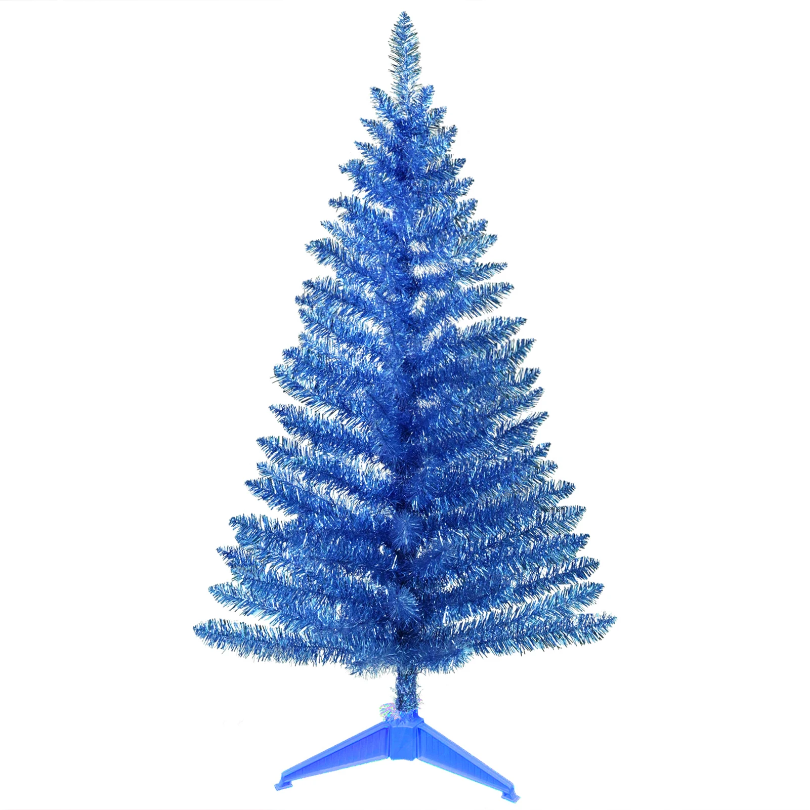 4FT Ice Blue Christmas Tree 50LEDS Easy Assembly 115 Branch Tips Artificial Holiday Xmas Tree with Sturdy Metal Stand for Home P