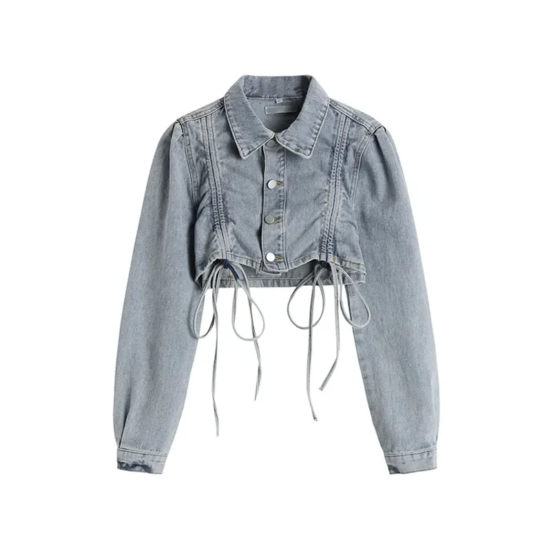 

Fried Street Jeans Jackets Outwear Women's Spring 2025 New Fashion Loose Sexy Single-Breasted High-Grade Slim Short Jacket Tops