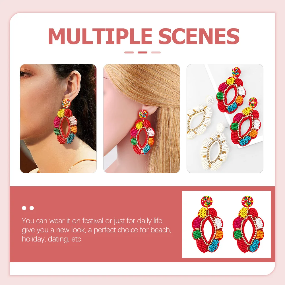 

Ethnic Style Dangle Flower Beaded Drop For Women Beach Festival Birthday Holiday Dating Vintage Statement Earrings Chic