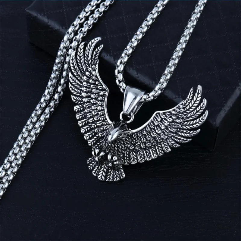 Exquisite Fashion Eagle Wings Luxury Pendant Necklace Punk Hip Hop Retro Trendy Men's Jewelry Accessories Necklace 2022 Trend image 5
