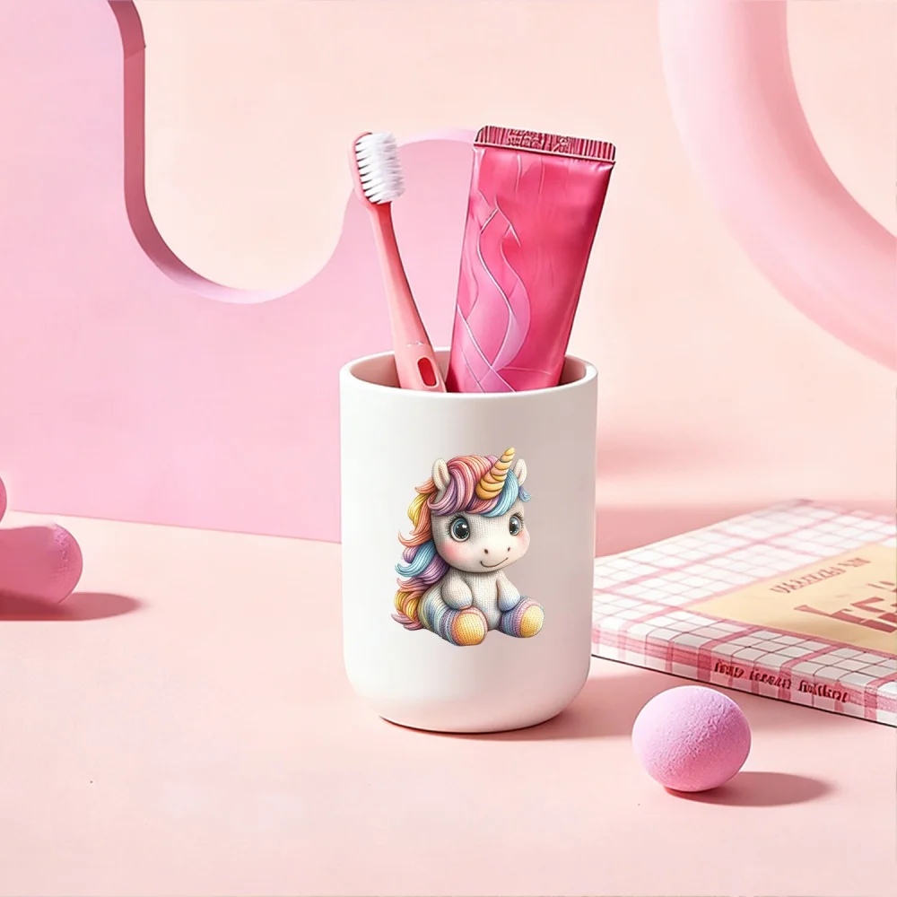 1pc cute rainbow unicorn toothbrush cup, bathroom water cup, wash cup, and mouthwash cup a perfect gift for family and friends.