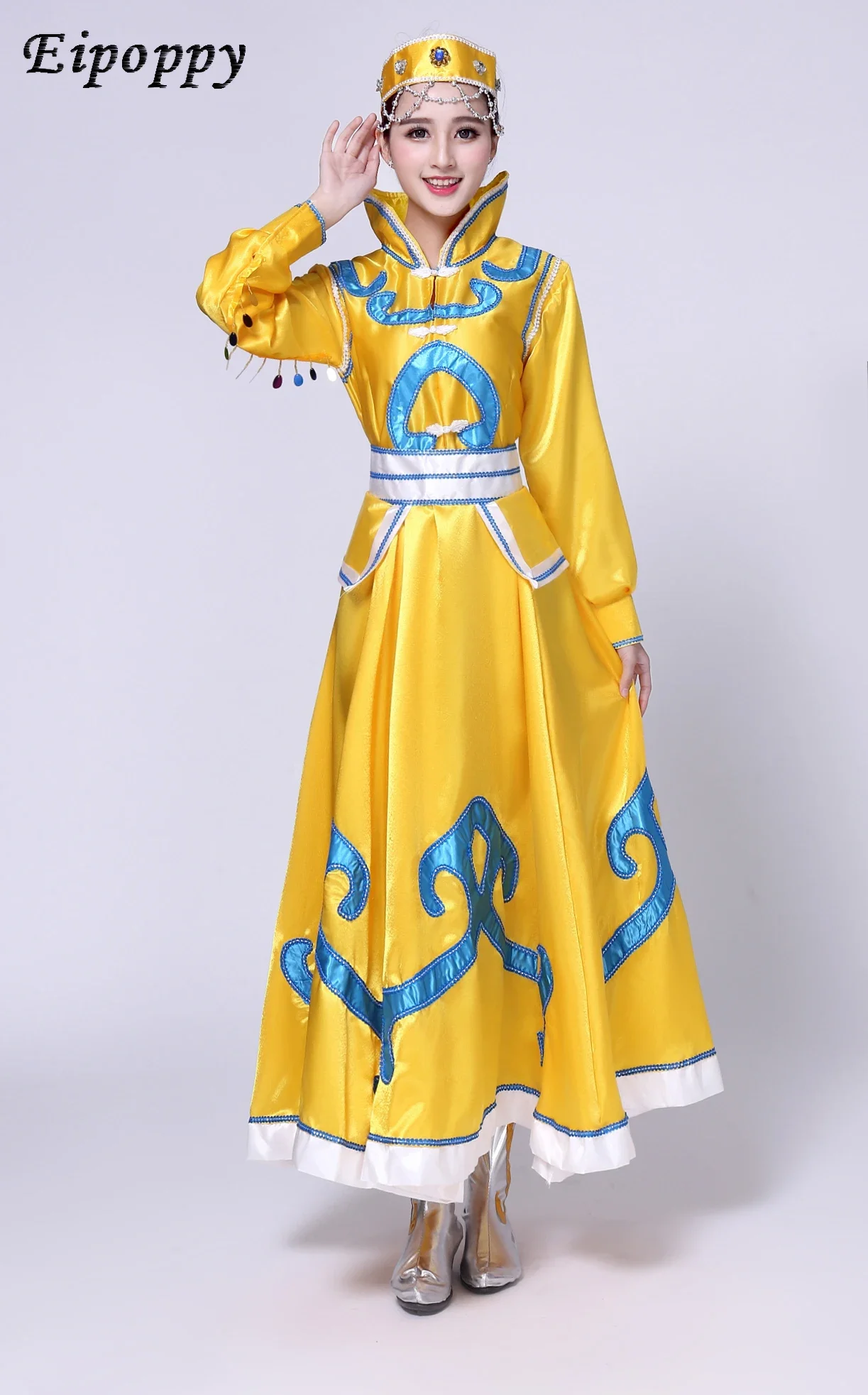 Trajes de dança da Mongólia Interior, veste mongol, saia étnica, novo