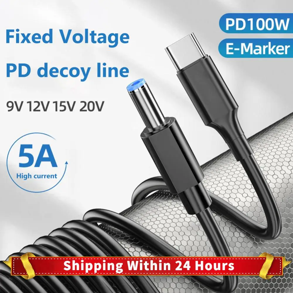 Netzteil-Konverter Typ C auf DC5525-Stecker PD2.0 3.0 PD100W 9V 12V 15V 20V E-Marker-Chip 5,5x2,5mm für Wireless Router Laptop