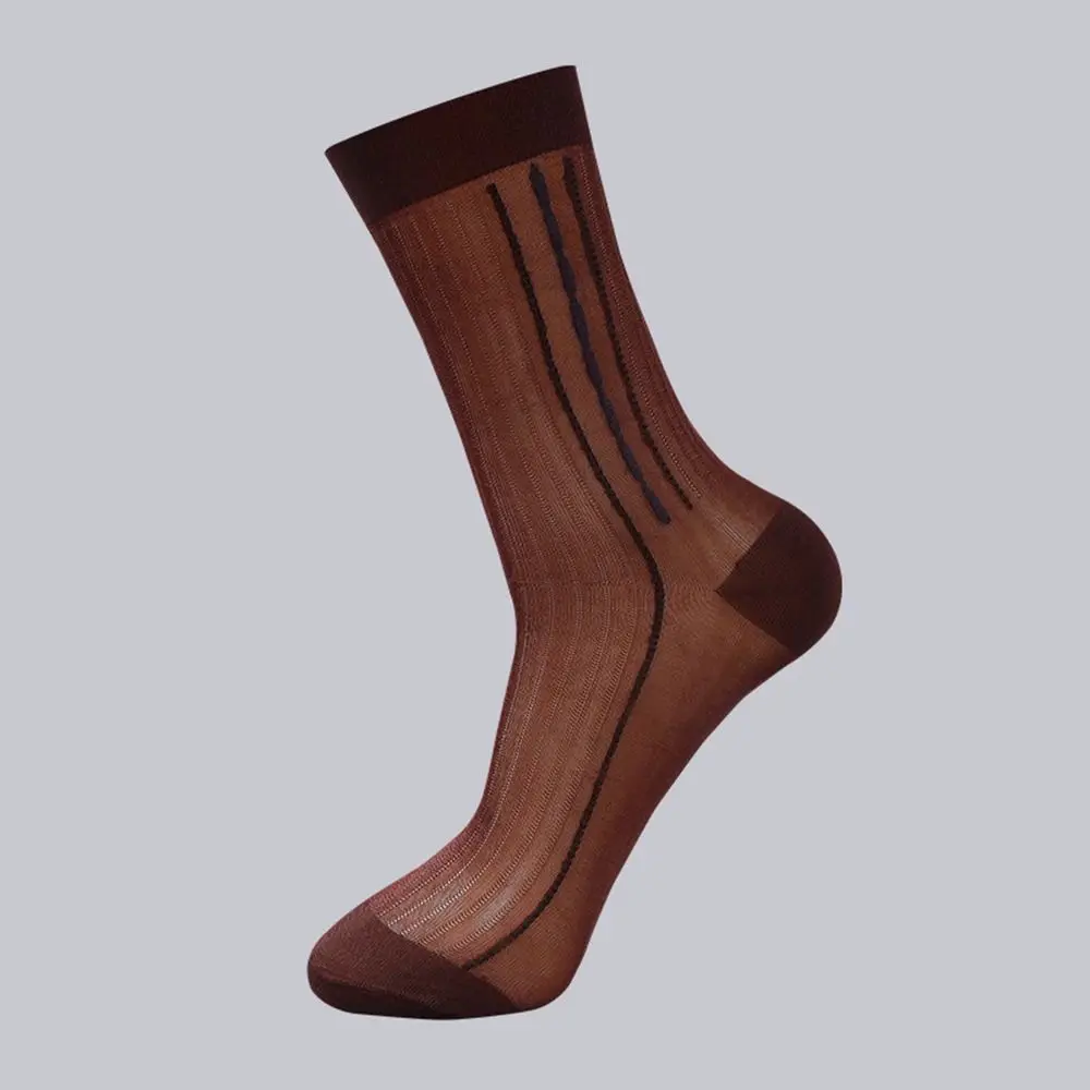 Elegant Thin Men Loose Casual Socks Comfortable Breathable Vintage Hosiery Translucent Simple Daily Work Socks