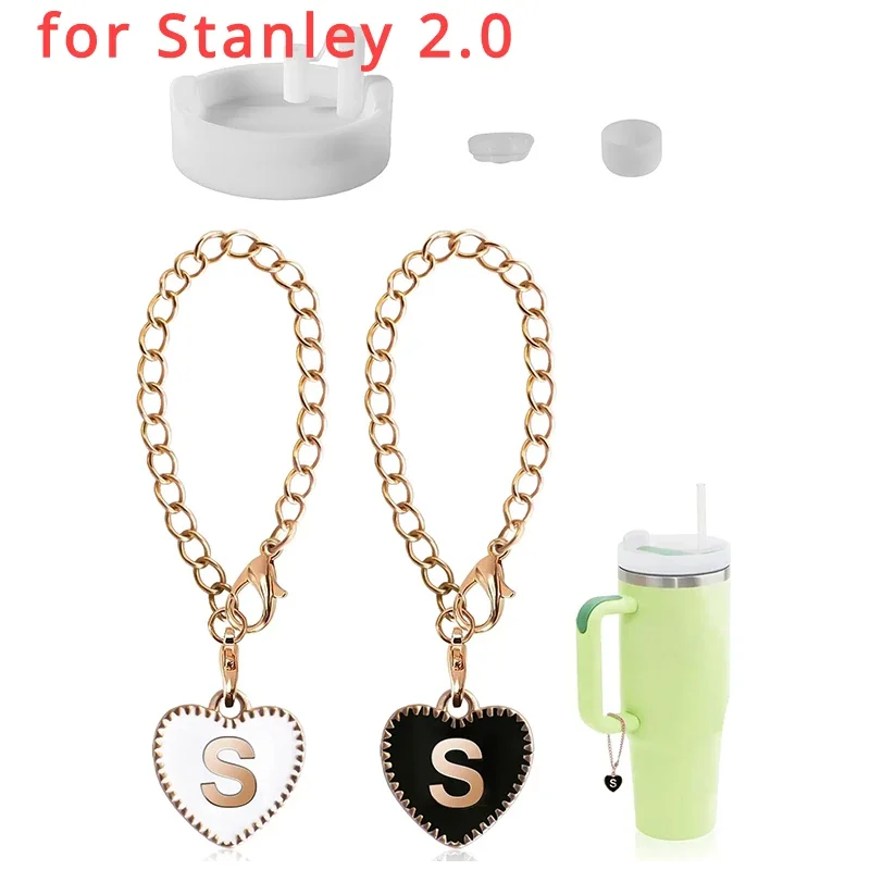 2PCS White Letter Straw Cap PVC Black Letter A B C Straw Topper for Tumble Drinking Charm Decoration Straw Cover Pen Topper Gift