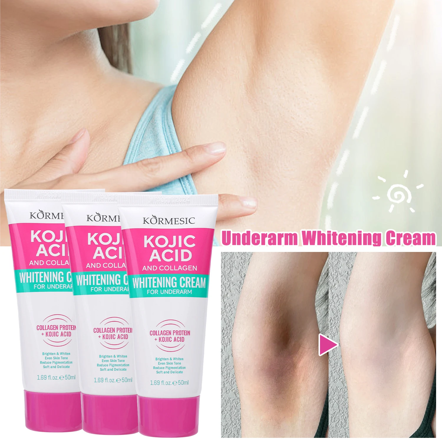 Moisturizing Underarm Whitening Cream Collagen Body Brightening Cream Gentle Knee Dark Remove Skin Care Women Beauty Foundation