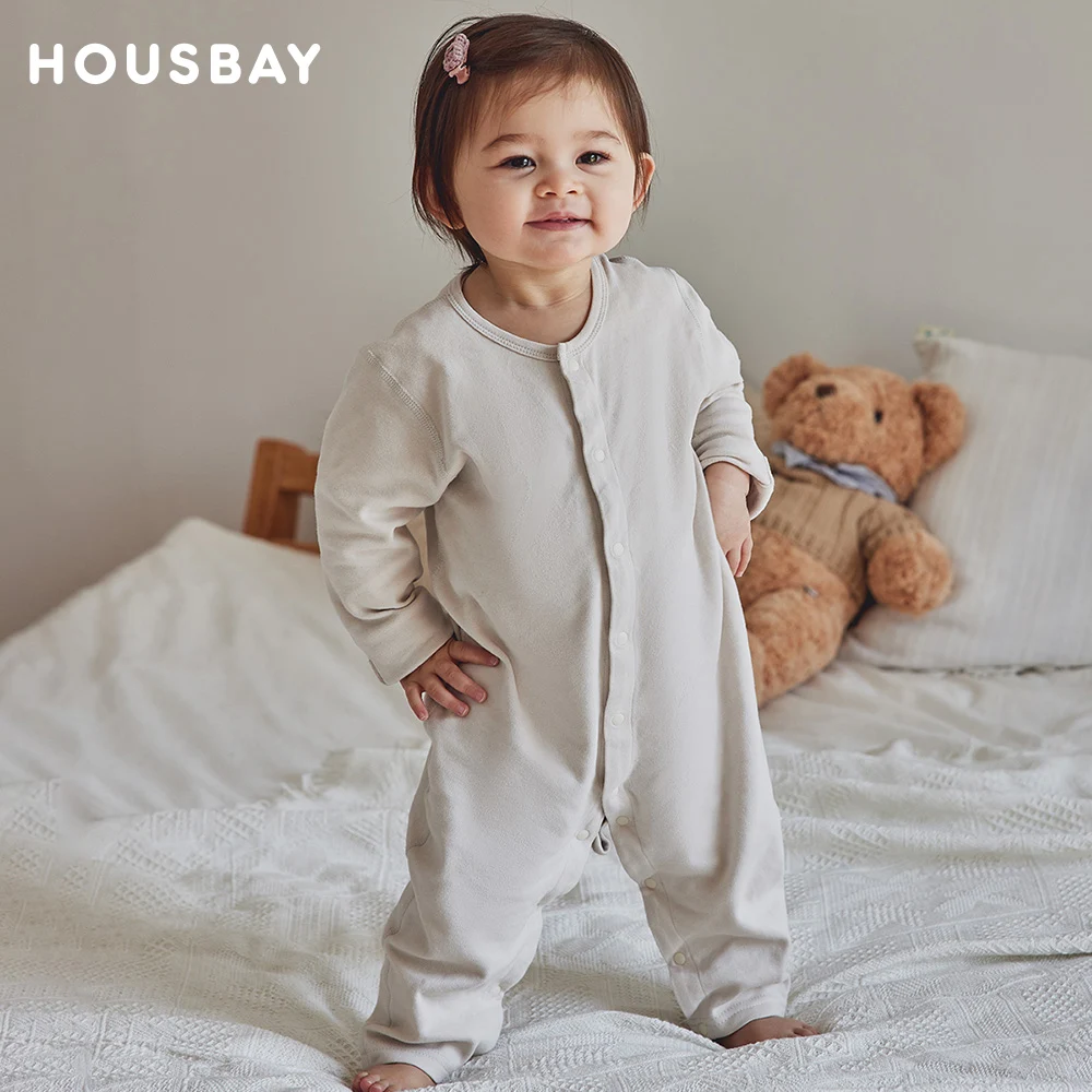 Baby Pajamas 100% Cotton Soft Baby Sleepwear Autumn Winter Warm Newborn Baby Clothing Baby Jump Suit Beige 3-9 Months