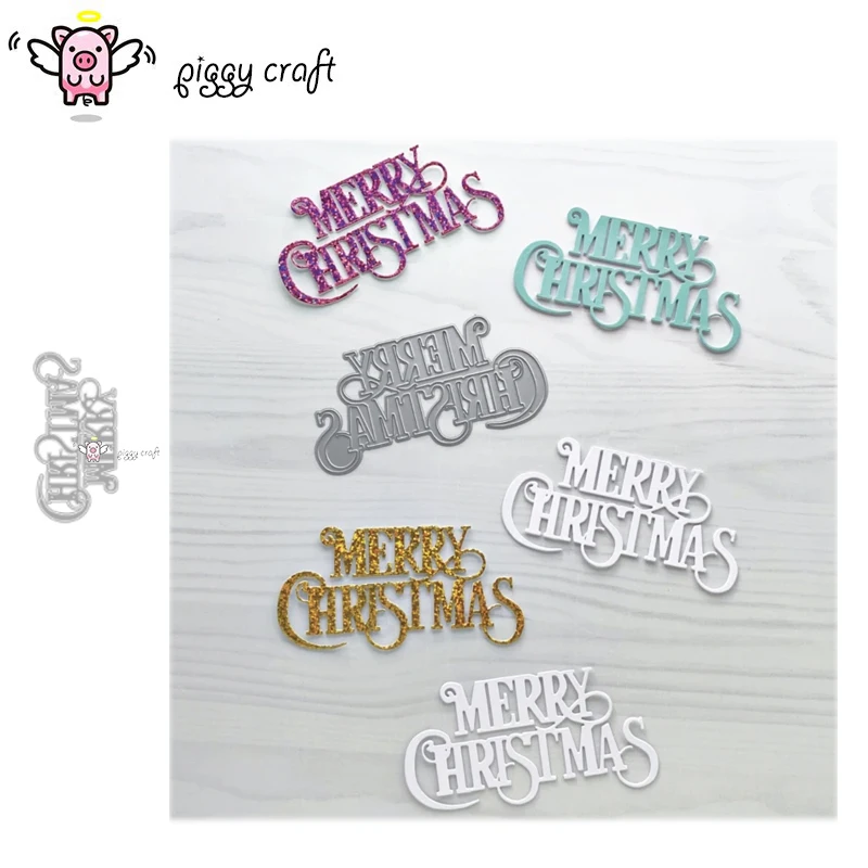 Piggy Craft metal cutting dies cut die mold Merry Christmas letters Scrapbook paper craft knife mould blade punch stencils dies