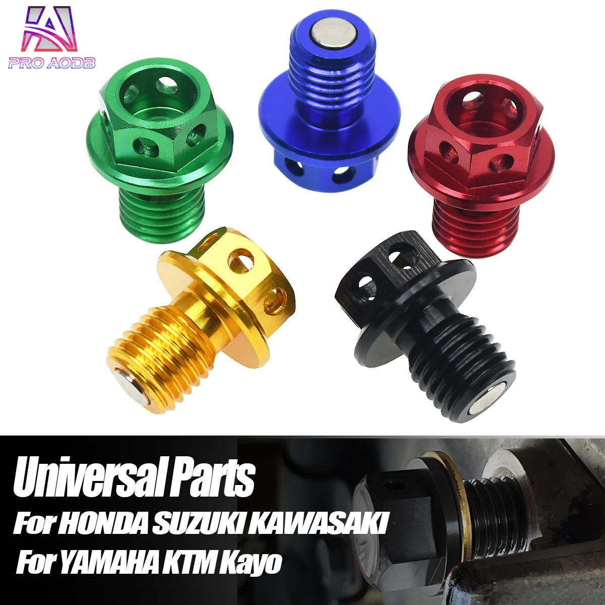 Magnetic Oil Drain Plug Bolt Multi-color Motorcycle Oil Drain Plug Gasket For Yamaha Honda Suzuki Kawasaki Serow 250 Universal