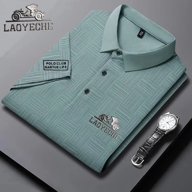 

Vintage Car Gold Label Men's Cotton Business Casual Short Sleeve Shirt, Comfortable and Breathable Tops, Fashion Season, New
