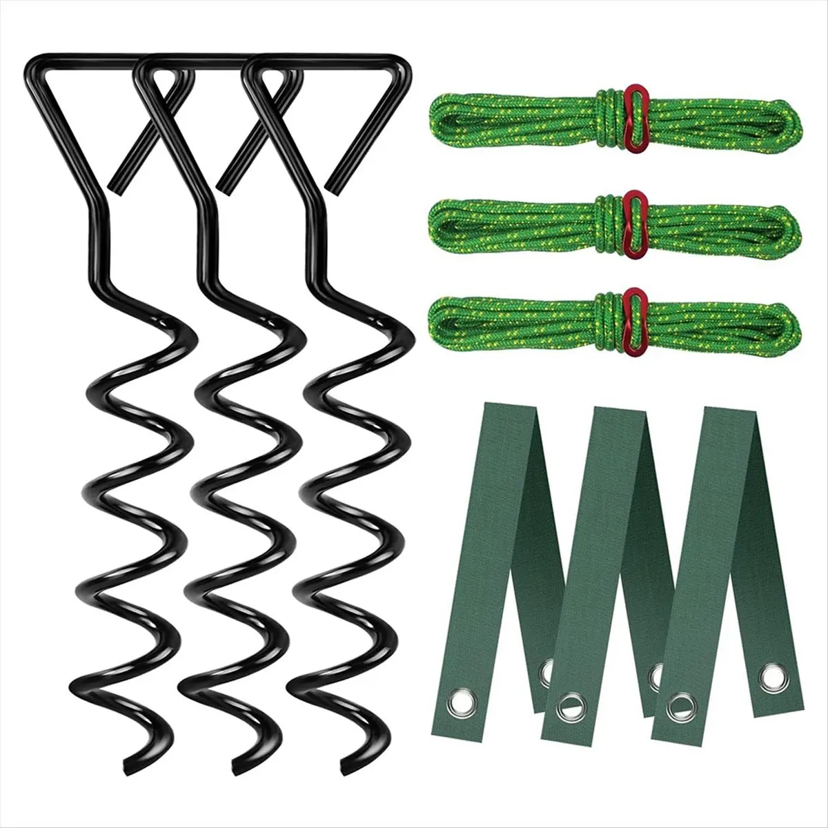 KSOL Tree Stake Kit, Heavy Duty Spiral Tree Stakes and Supports for Leaning Trees and Young Trees Straightening Black