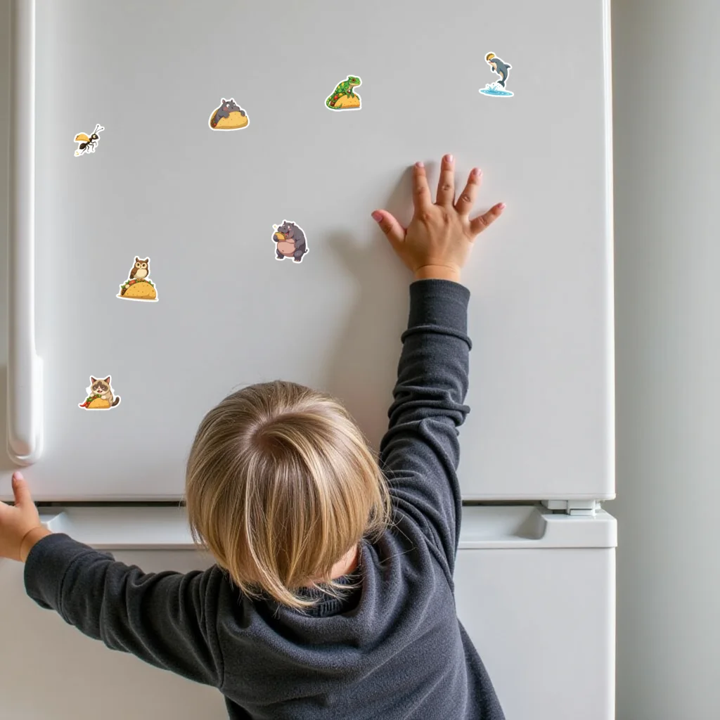 35pcs-100pcs Cartoon Cute Animals Stickers Whimsical Animal Eating Food DIY Stickers PVC Sticker For Notebook Luggage Mobile