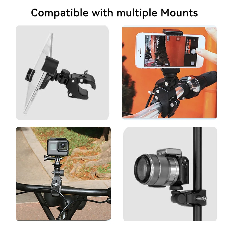 Bicycle Motorcycle Handlebar Handle Clamp Bar Camera Mount For GoPro Hero13 12 1110  Black DJI Insta 360 Action Camera Accessory