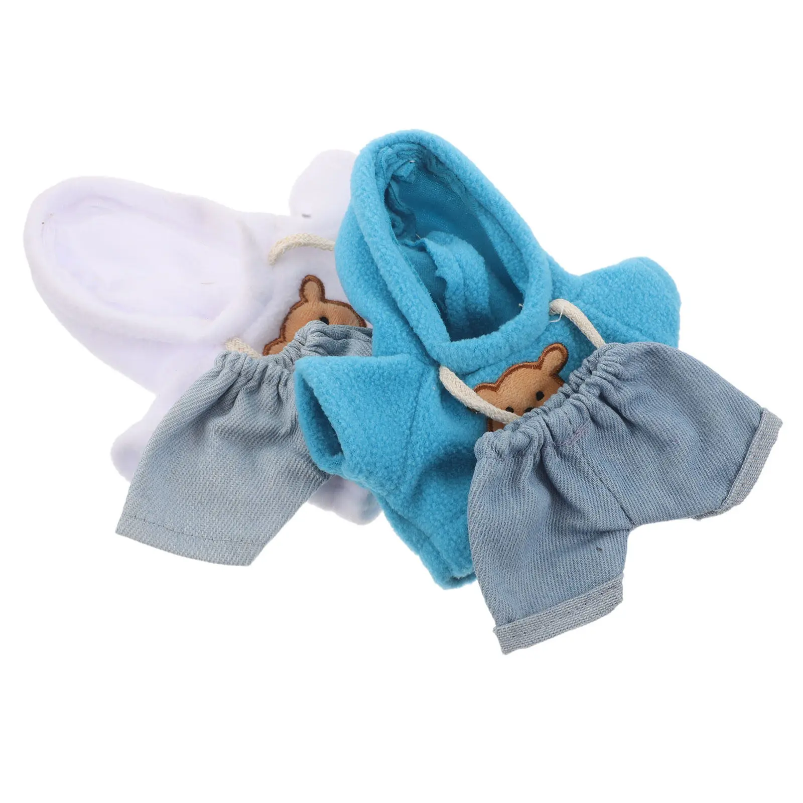 4Pcs Bear Clothes Set Hoodie Denim Pants for 20Cm 8Inch Stuffed Animals Make Your Own Small Bear Clothes Kit Toy Clothing