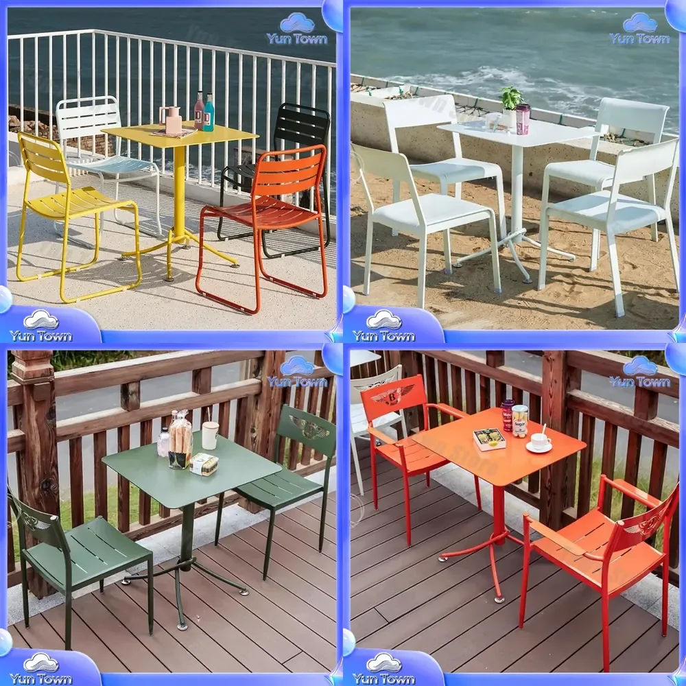 Outdoor Dining Table and Chairs Set for Beach Terrace B&B Bar Music Venue for Relaxation and Socializing One Table Four