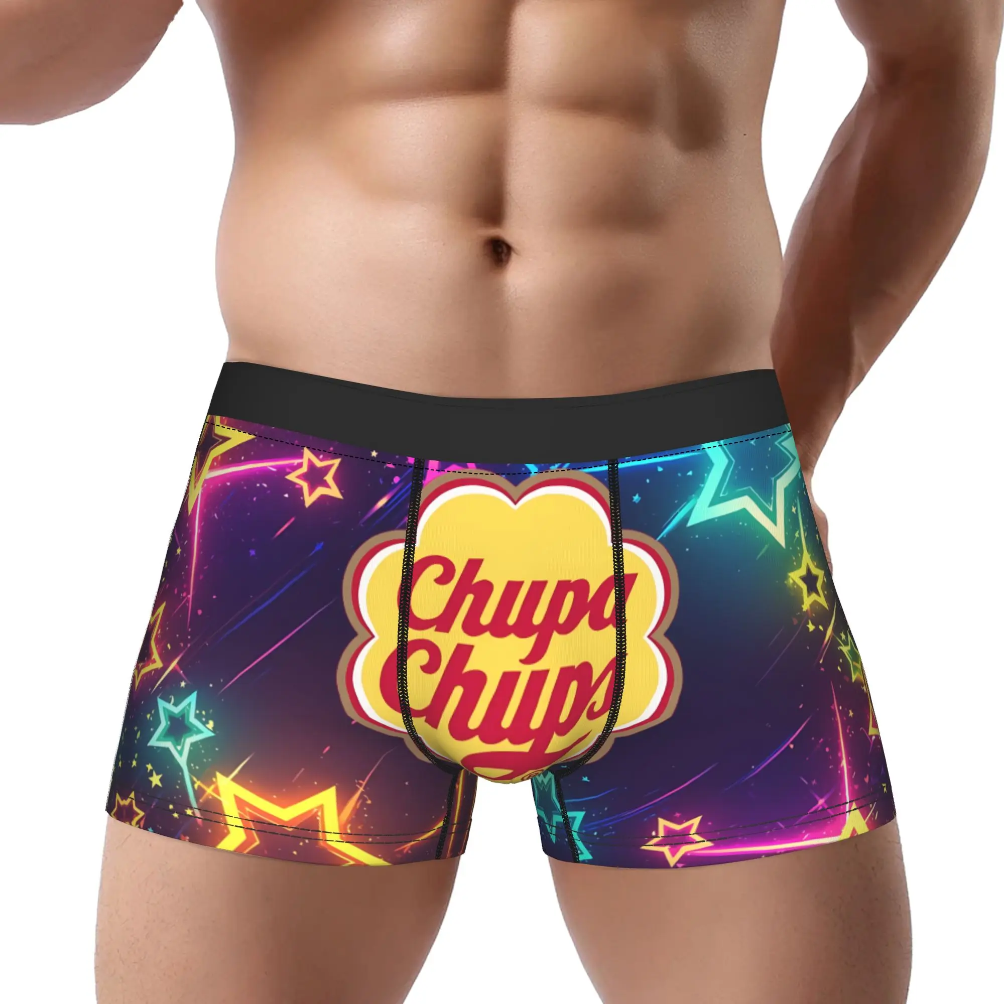 

adults 18 plus chupa chups logo pattern Underpants Breathbale Panties Male Underwear Ventilate Shorts Boxer Briefs