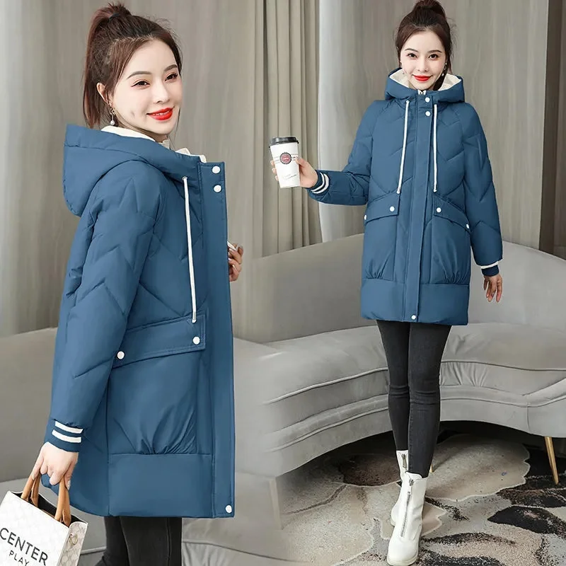 2023 New Winter Jacket Thicken Overcoat Parka Down Cotton Coat Women\'s Long Hooded Bread Clothes Korean Loose Casual Outwear