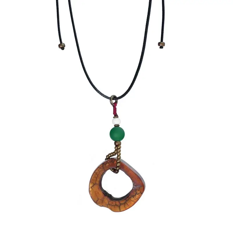 Chinese Traditional Tibetan Style Smoked Bovine Bone Pendant Lucky Blessing Peace Amulet Retro Ethnic Jewelry For Men Bag Hang