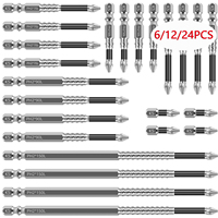 6/24 Pcs Driver Bit K5 Impact Screwdriver Bits Anti-Slip Magnetic Drill Bits Teeth Phillips Impact Bit Cross Head Electric Drill