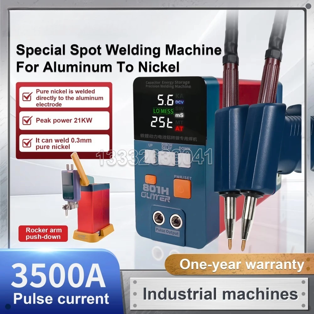 801H Spot Welder 19.8KW 3500A Pulse Current Spot Welding Machine For Lithium Iron Phosphate Battery Aluminum Nickel Weld