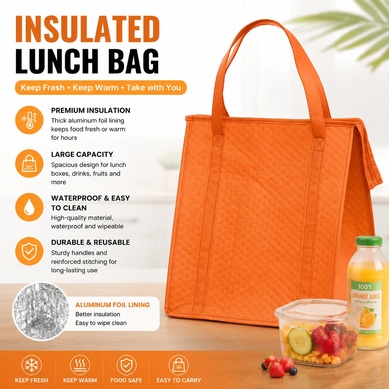 Embossed Non-Woven Thermal Insulated Cooler Bag, Lightweight Hand Carry Lunch Bag for Grocery BBQ Trips School Daily Use