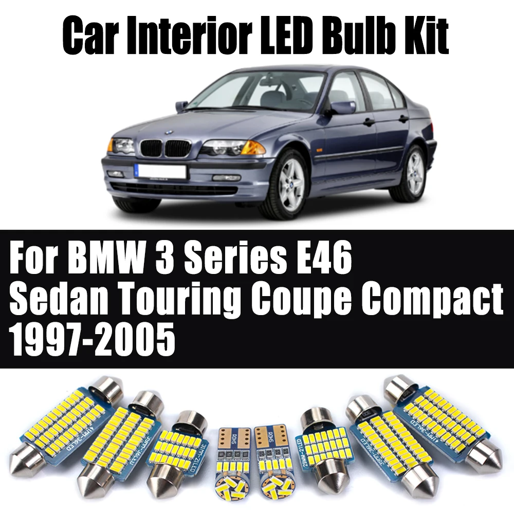 18Pcs LED Interior Map Dome Plate Foot Light Kit Canbus Accessories For BMW 3 Series E46 Sedan Touring Coupe Compact 1997-2005