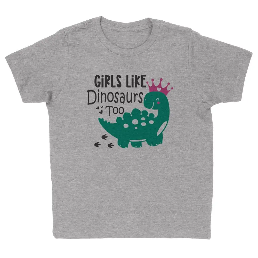 Girls Like Dinosaurs Too Kids T-Shirt Youth Graphic Y2K Summer Short Sleeve oversizedAnime pattern clothing top short sleeve