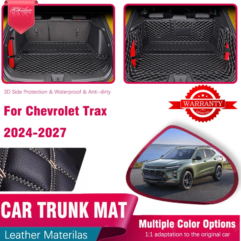 Leather Car Trunk Mats For Chevrolet Trax Seeker MK2 2024 2025 2026 2027 Anti-dirty Storage Pad Cargo Liner Rug Auto Accessories