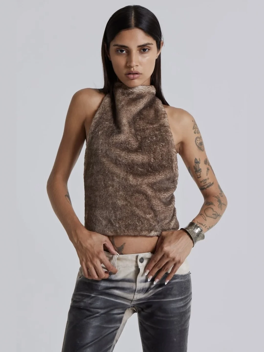 Sexy Bal colgante Ne chaleco de piel sintética Millennium Spicy Girl Bule Belly Strap Top AiVii marca piel entera corte recto o...