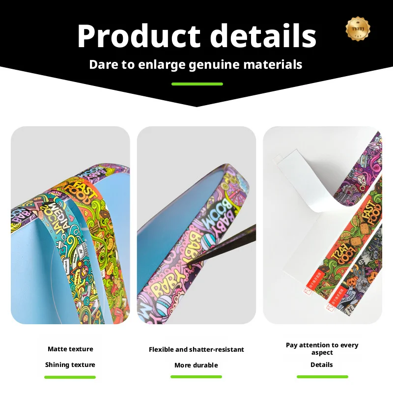 Pickleball Paddle Edge Protection Strip Graffiti Cool Pattern Edge Tape Paddle Frame Protector Anti-Chip Edge Protective Strip