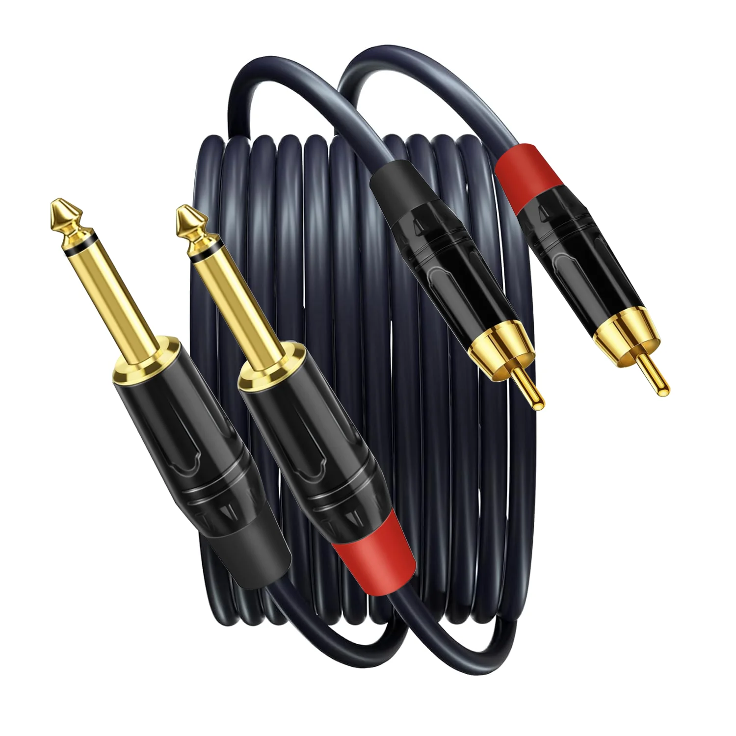 RCA To 6.35mm Cable Dual RCA To Dual 1/4 Inch TS Stereo Audio Interconnect Cable Patch Cords for Speaker Amplifier Mixer TV Etc