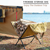 Firewood Canvas Cloth Log Carrier Tote Bags Waxed Fireplace Wood Carrying Bag With Bracket Camping Outdoor Traveling Picnic