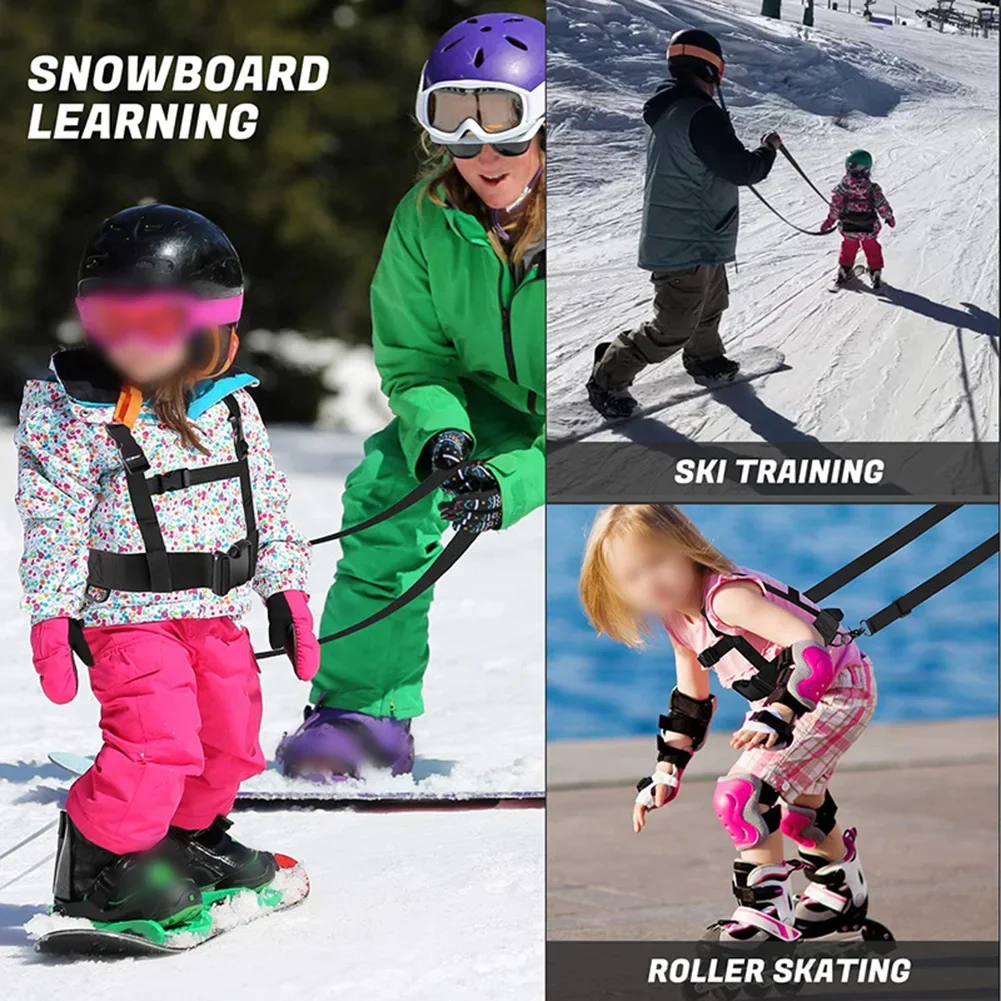 Adjustable Ski Harness Black Kids Ski Training Comfortable Fit For Kids Easy To Attach Leash Lightweight Design